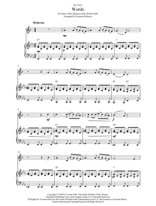 Words (Arr. Kaiserin Rebecca) - Bee Gees (Trumpet and Piano)