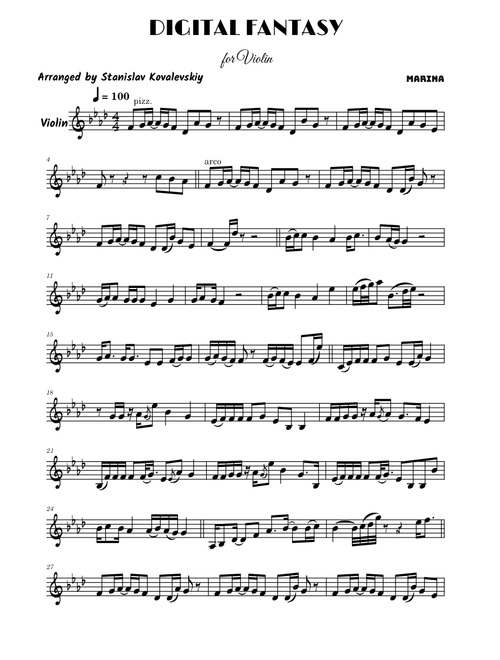 DIGITAL FANTASY – MARINA (Violin Cover by Stanislav Kovalevskiy)