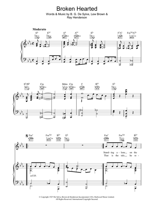 (Here Am I) Broken Hearted - Lew Brown (Piano-Vocal-Guitar (Piano Accompaniment))