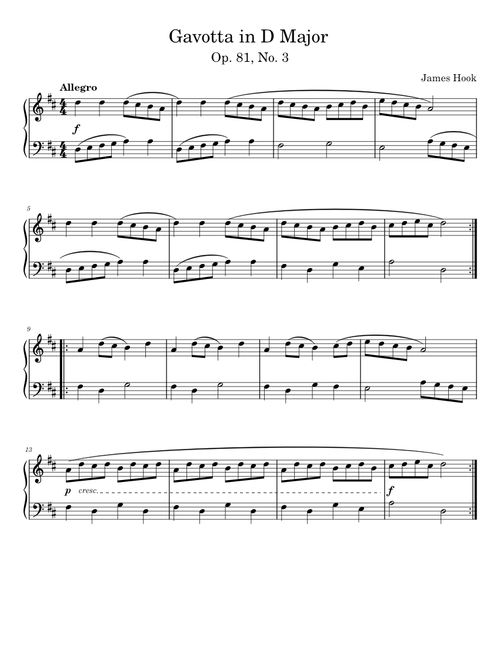 Gavotta in D Major - James Hook - Op. 81, No. 3