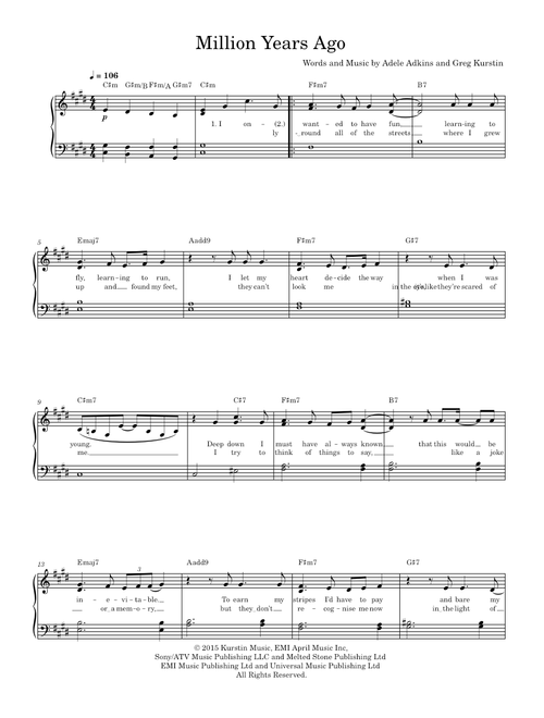 Million years ago - Adele (Piano-Voice-Guitar)