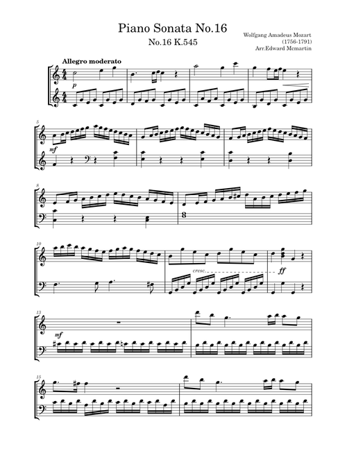 Piano Sonata No.16 K.545 – Wolfgang Amadeus Mozart