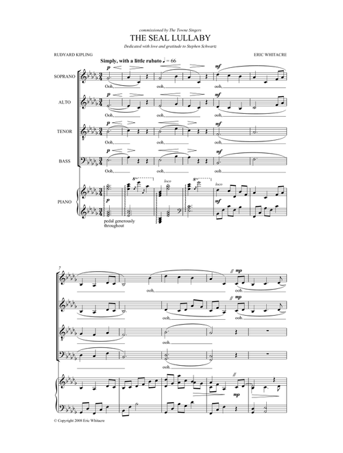 The Seal Lullaby - Eric Whitacre (Choral, SATB)
