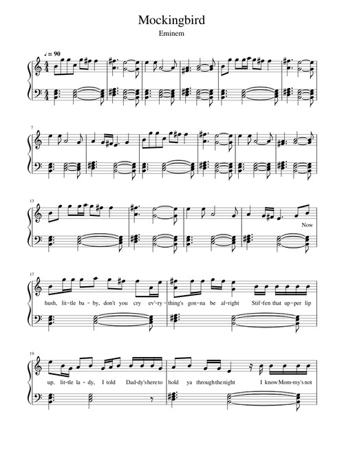 Mockingbird (Eminem) - piano solo [with lyrics]