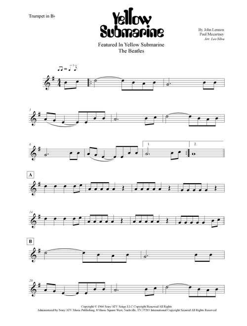 Yellow Submarine (Arr. Leo Silva) - The Beatles (Trumpet Solo)