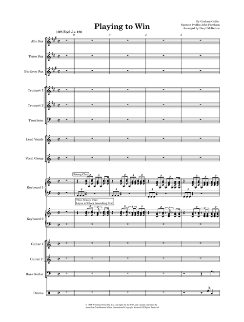 Playing To Win (Arr. Daryl McKenzie) - John Farnham, Graham Goble (Large Ensemble)