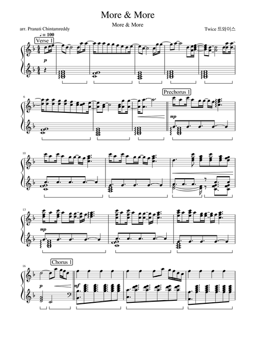 More & More (Arr. Pranati Chintamreddy) - Twice (Piano Solo)