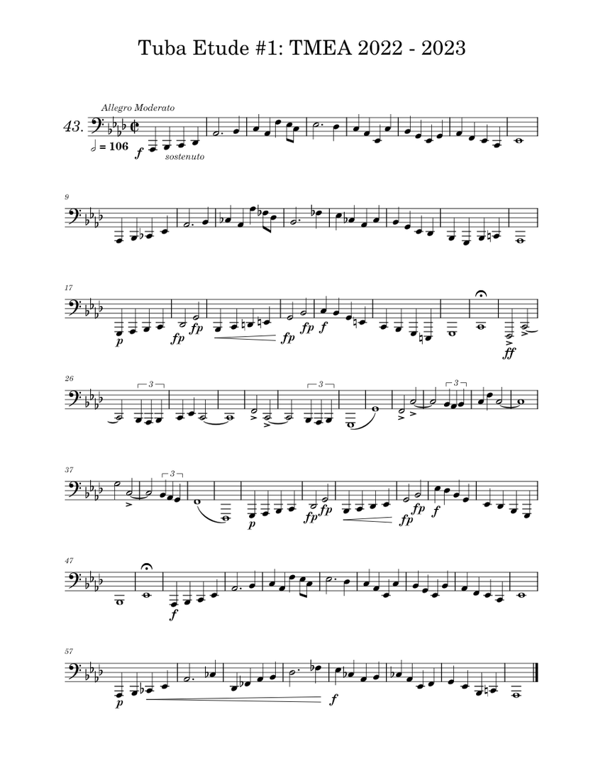 Tuba Etude 1 TMEA 2022 2023 Sheet music for Tuba (Solo)
