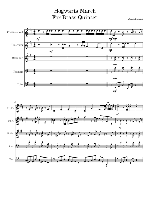 Hogwarts' March – Patrick Doyle Hogwarts_March_For_Brass_Quintet