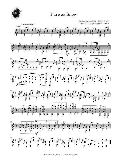 Pure as Snow - Arr. Hayden, W. L. (1839 - 1886)