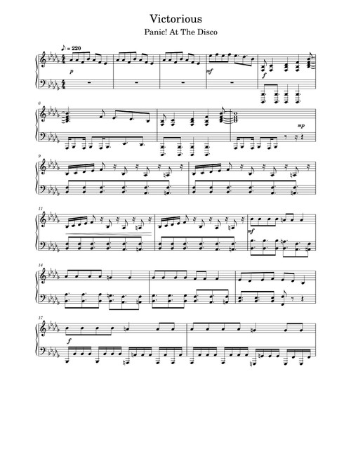Victorious (Arr. Panic! At The Disco) (Piano Solo)