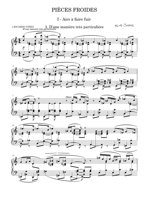 Pièces froides - Erik Satie