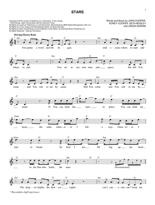 Stars - Skillet (Lead Sheet - Fake Book)