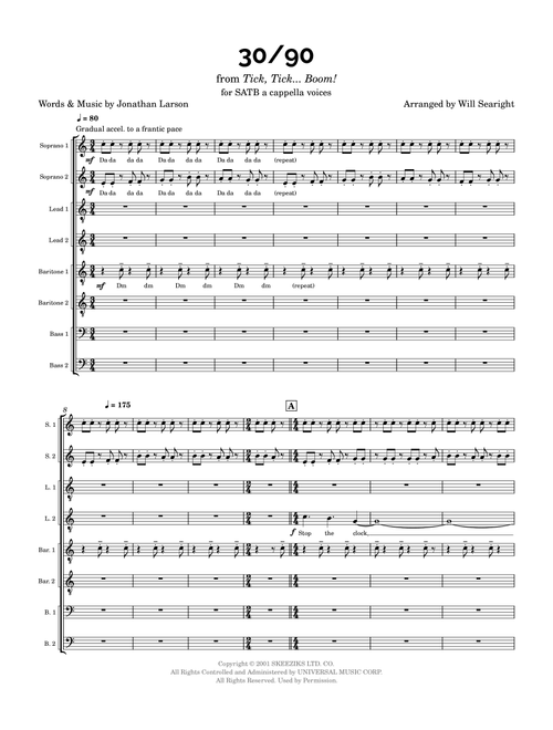 30/90 (Arr. Will Searight) - Jonathan Larson (Choral, Mixed Choir)