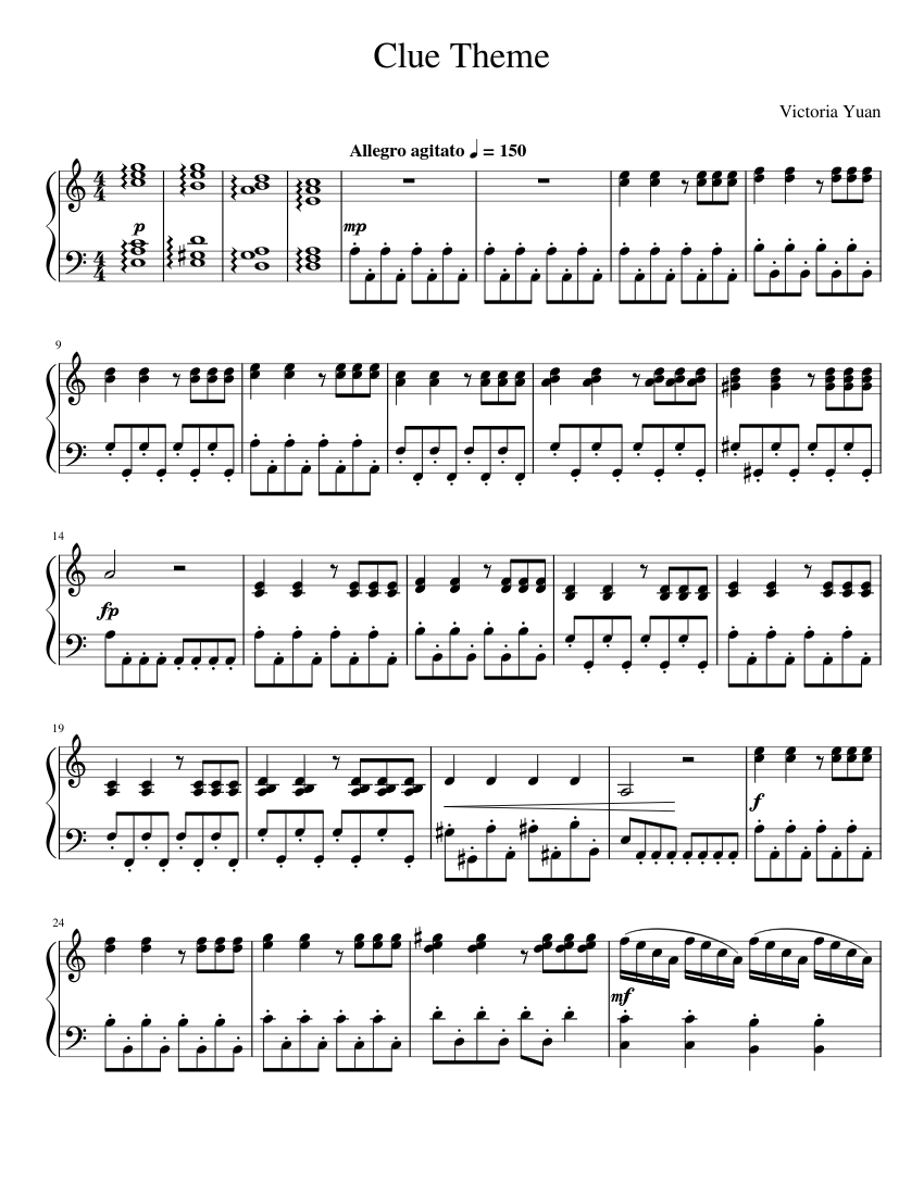 Clue Theme Sheet music for Piano (Solo) Musescore com