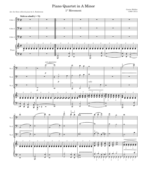 Piano Quartet – Gustav Mahler