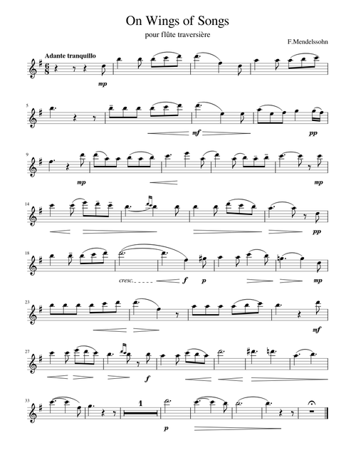 On Wings of Songs for concert flute (F. Mendelssohn)