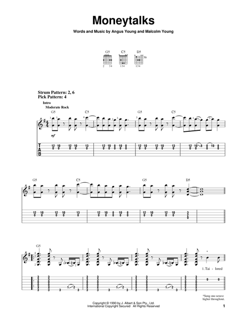Moneytalks - AC/DC (Easy Guitar with TAB)