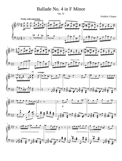 Chopin Ballade No. 4 (Piano solo)
