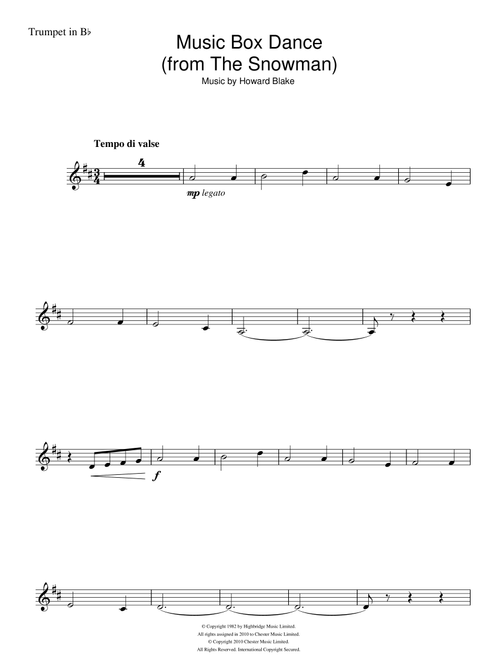 Music Box Dance (from The Snowman) - Howard Blake (Trumpet Solo)