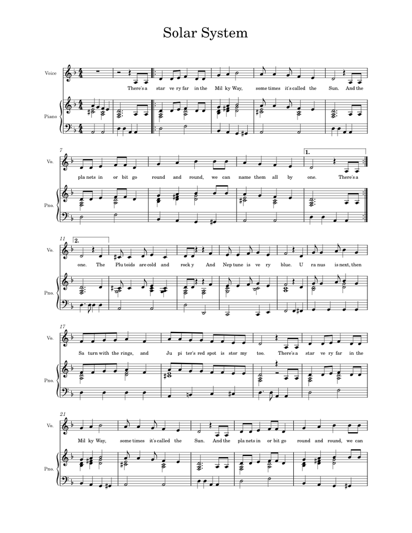 Solar_System Sheet music for Piano, Vocals (Solo) | Musescore.com