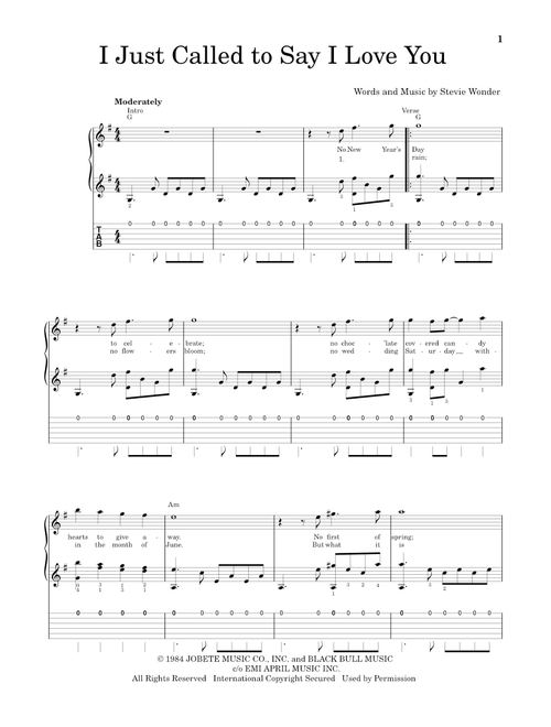 I Just Called To Say I Love You - Stevie Wonder (Solo Guitar)