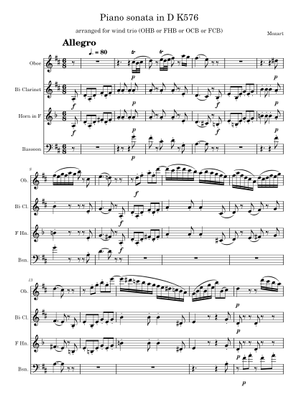 Mozart - Piano Sonata No.18 in D major, K.576 Sheet Music for