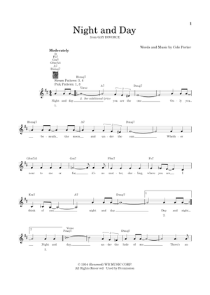 Night And Day Sheet Music with Chords for Guitar (Solo