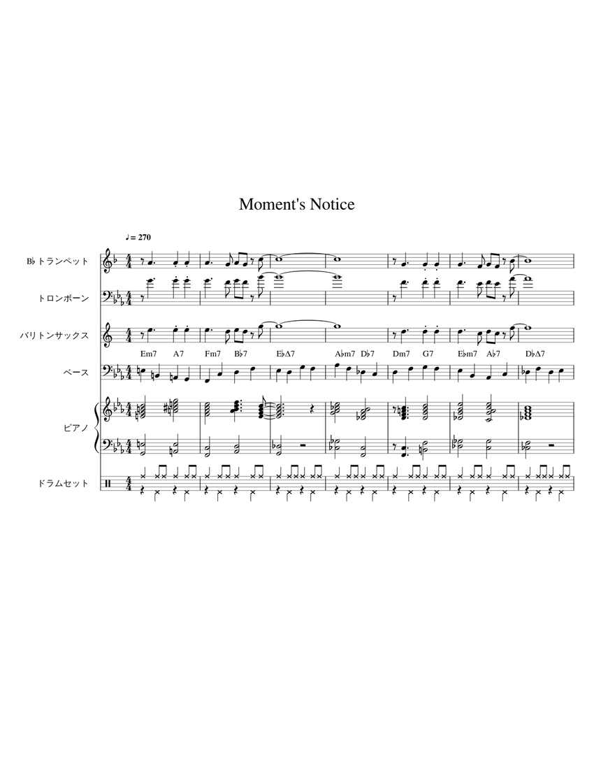 Moment Notice.pdf Moment's_Notice Sheet Music with Chords for Piano, Trombone, Saxophone ...
