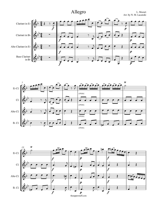 Allegro (Arr. Nick Lacanski) - Mozart, Leopold (Woodwind Ensemble)