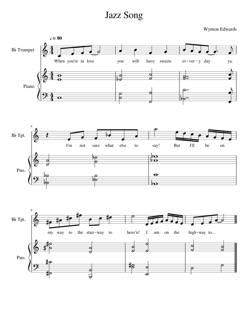 Jazz Song Sheet music for Piano, Trumpet in b-flat (Solo) | Musescore.com