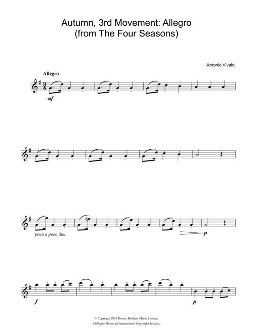 Autumn (from The Four Seasons), 3rd Movement - Antonio Vivaldi (Flute Solo)