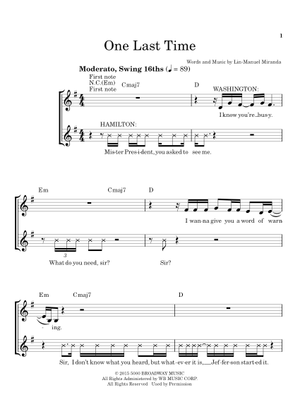 Play Official version of One last time Sheet Music by Lin-Manuel ...