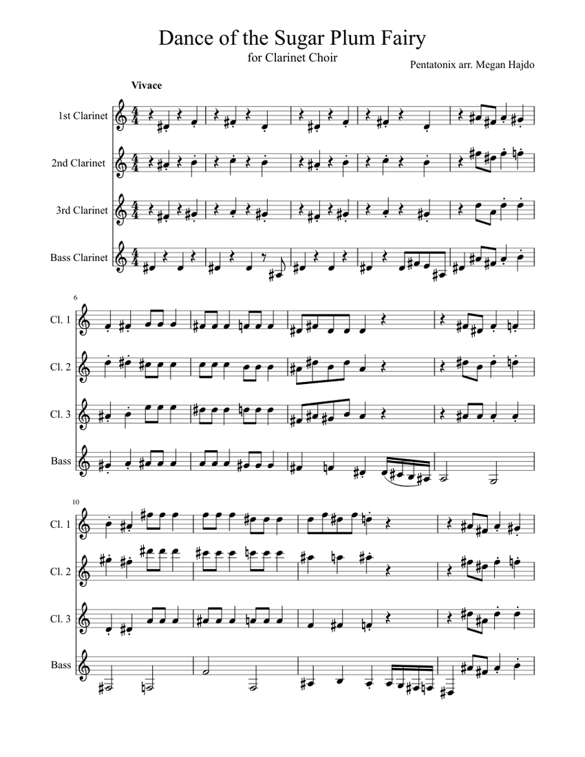 Dance of the Sugar Plum Fairy Sheet music for bass, Woodwinds