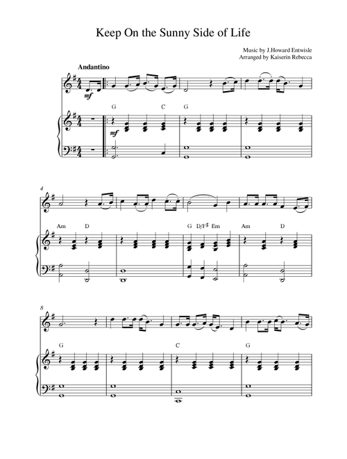 Keep On the Sunny Side of Life (Arr. Kaiserin Rebecca) - JHoward Entwisle (Violin and Piano)