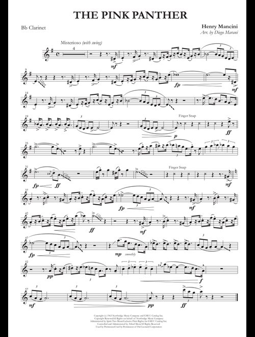 The Pink Panther from THE PINK PANTHER (Arr. Diego Marani) - Henry Mancini (Clarinet and Piano)