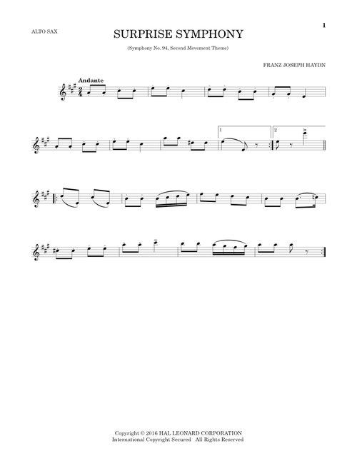 The Surprise Symphony - Franz Joseph Haydn (Alto Sax Solo)