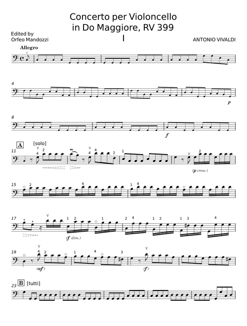 Cello Concerto in C major, RV 399 - Antonio Vivaldi