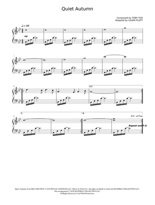 Quiet Autumn (DELTARUNE Chapter 1 Piano Score) - Toby Fox