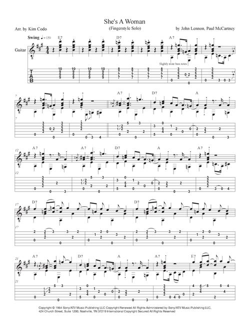 She's A Woman (Arr. Kim Codo) - The Beatles (Solo Guitar)