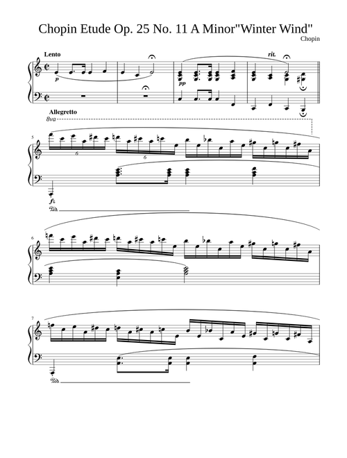 Etude Op. 25 No. 11 "Winter Wind" in A minor -Chopin – Frédéric Chopin Etude Op. 25 No. 11 "Winter Wind" in A minor -Chopin
