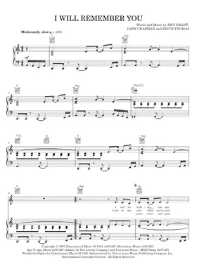 Free I Will Remember You by Amy Grant sheet music | Download PDF