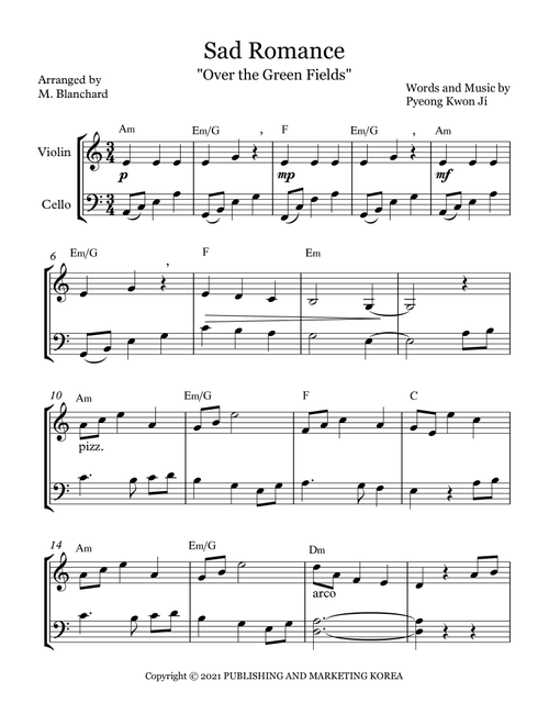 Sad Romance (A.k.a Sad Violin) (Arr. M. Blanchard) - Pyeong Kwon Ji (Instrumental Duet)