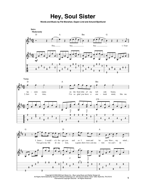 Hey, Soul Sister - Train (Solo Guitar)