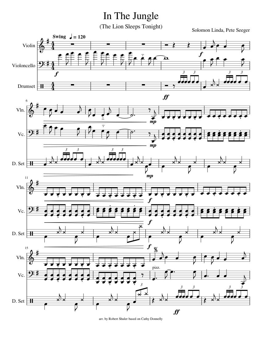 The lion sleeps tonight - Linda/Seeger/Tolkens - violin/cello