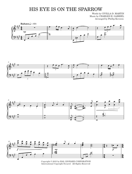 His Eye Is On The Sparrow - Charles H. Gabriel (Piano Solo)