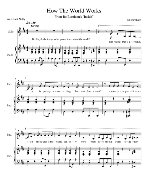 How The World Works - Bo Burnham's "Inside" (Piano Solo with Lyrics)