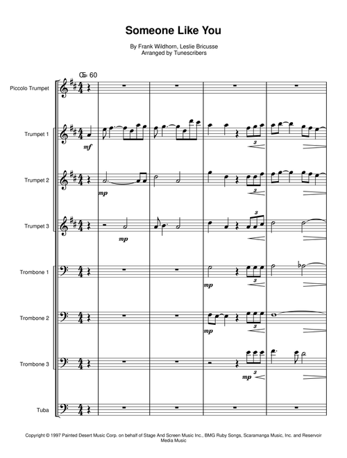 Someone Like You (Arr. Tunescribers) - Frank Wildhorn, Leslie Bricusse (Small Ensemble)