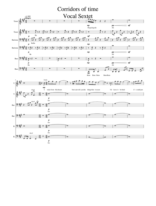 Corridors of time - Vocal Sextet (TTBBBB)