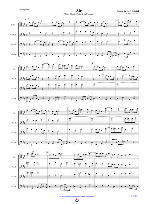 Air (Water Music) (Arr. Josef STASTNY) - George Frideric Handel (String Quartet)